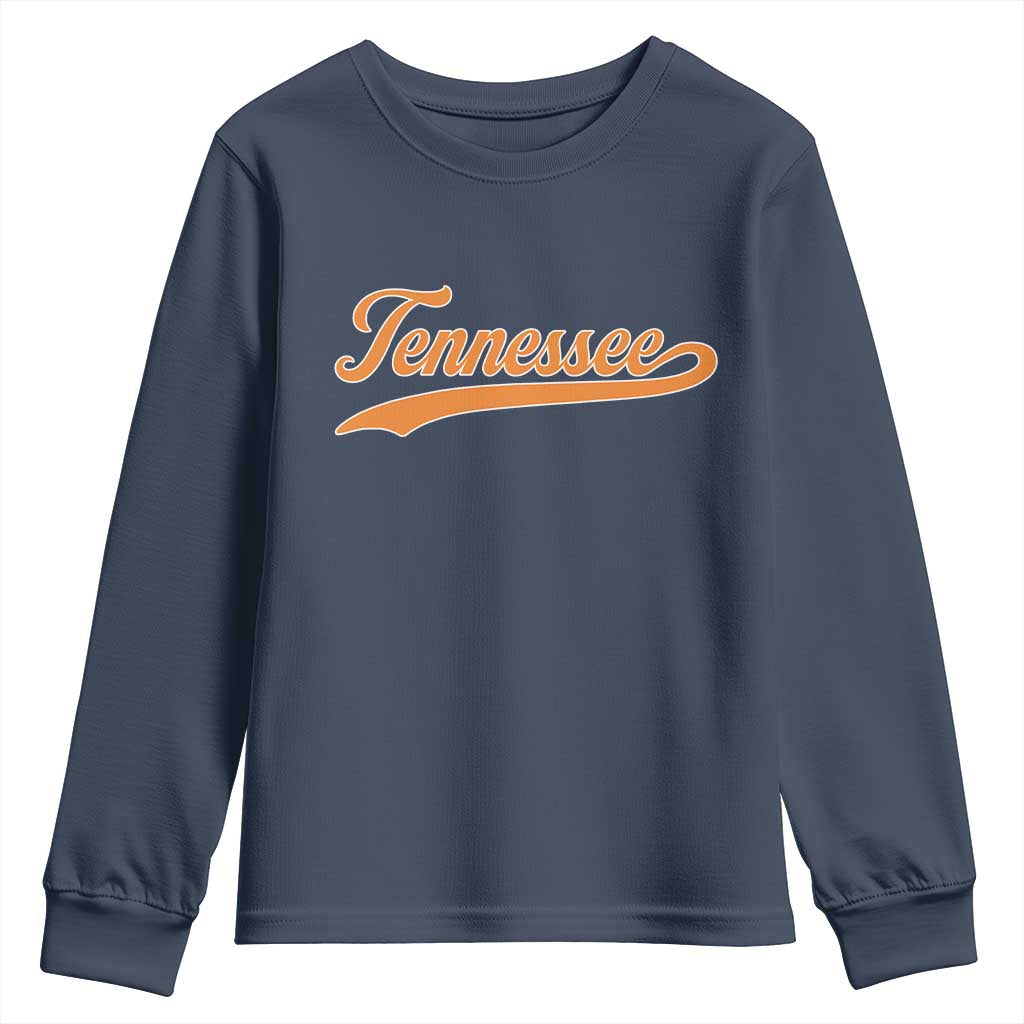 Vintage Tennessee Youth Sweatshirt Classic TN Orange Print Retro Vintage TS10 Navy Print Your Wear