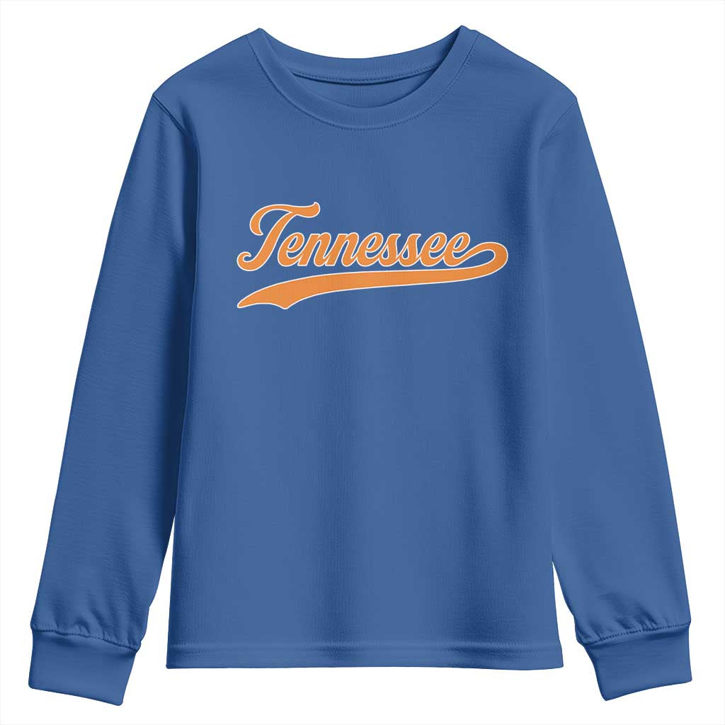 Vintage Tennessee Youth Sweatshirt Classic TN Orange Print Retro Vintage TS10 Royal Blue Print Your Wear