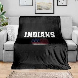 Classic Indians Throw Blanket Retro Varsity Vintage Sports Team Name USA Flag TS10 Print Your Wear