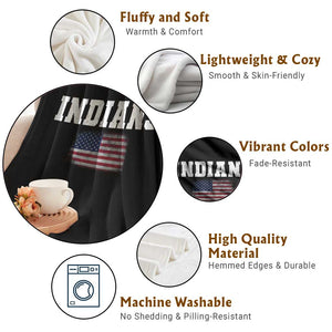 Classic Indians Throw Blanket Retro Varsity Vintage Sports Team Name USA Flag TS10 Print Your Wear