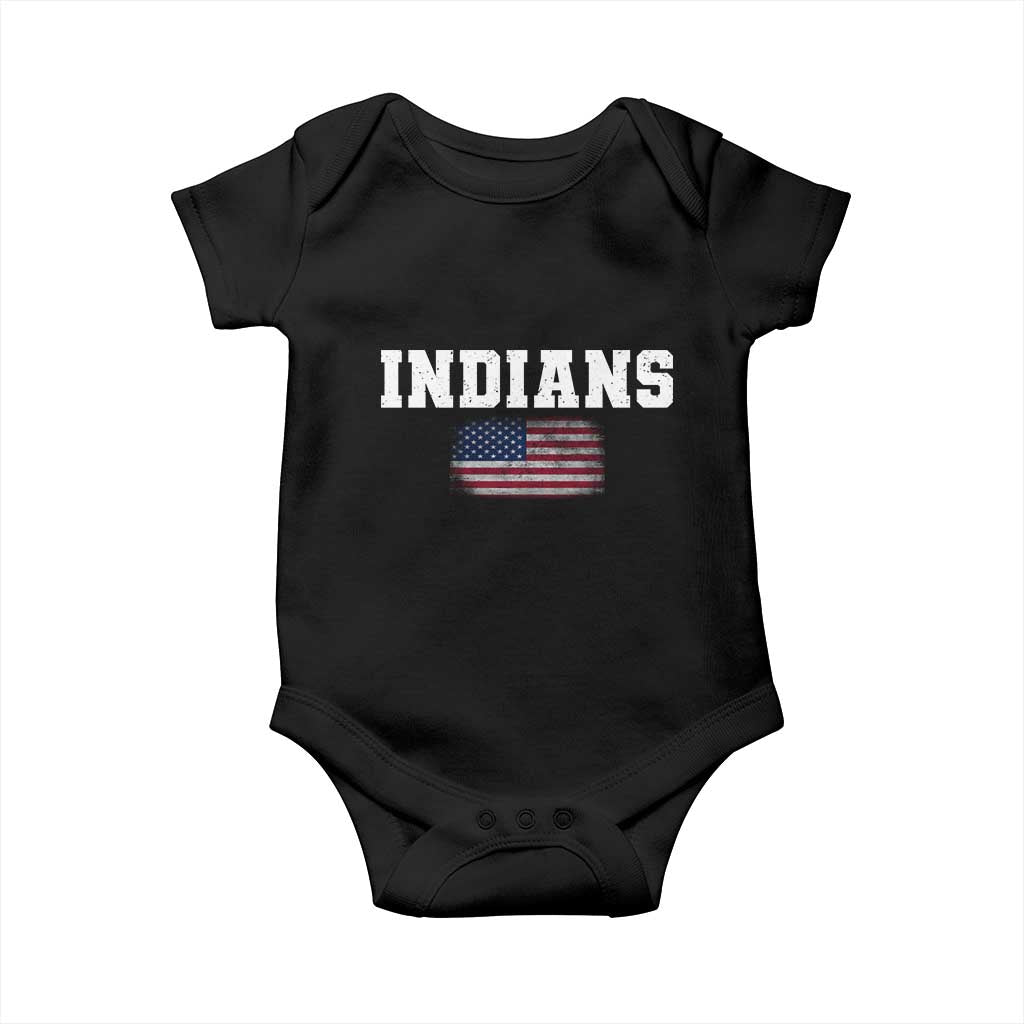 Classic Indians Baby Onesie Retro Varsity Vintage Team Name USA Flag TS10 Black Print Your Wear