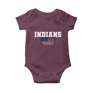 Classic Indians Baby Onesie Retro Varsity Vintage Sports Team Name USA Flag TS10 Maroon Print Your Wear