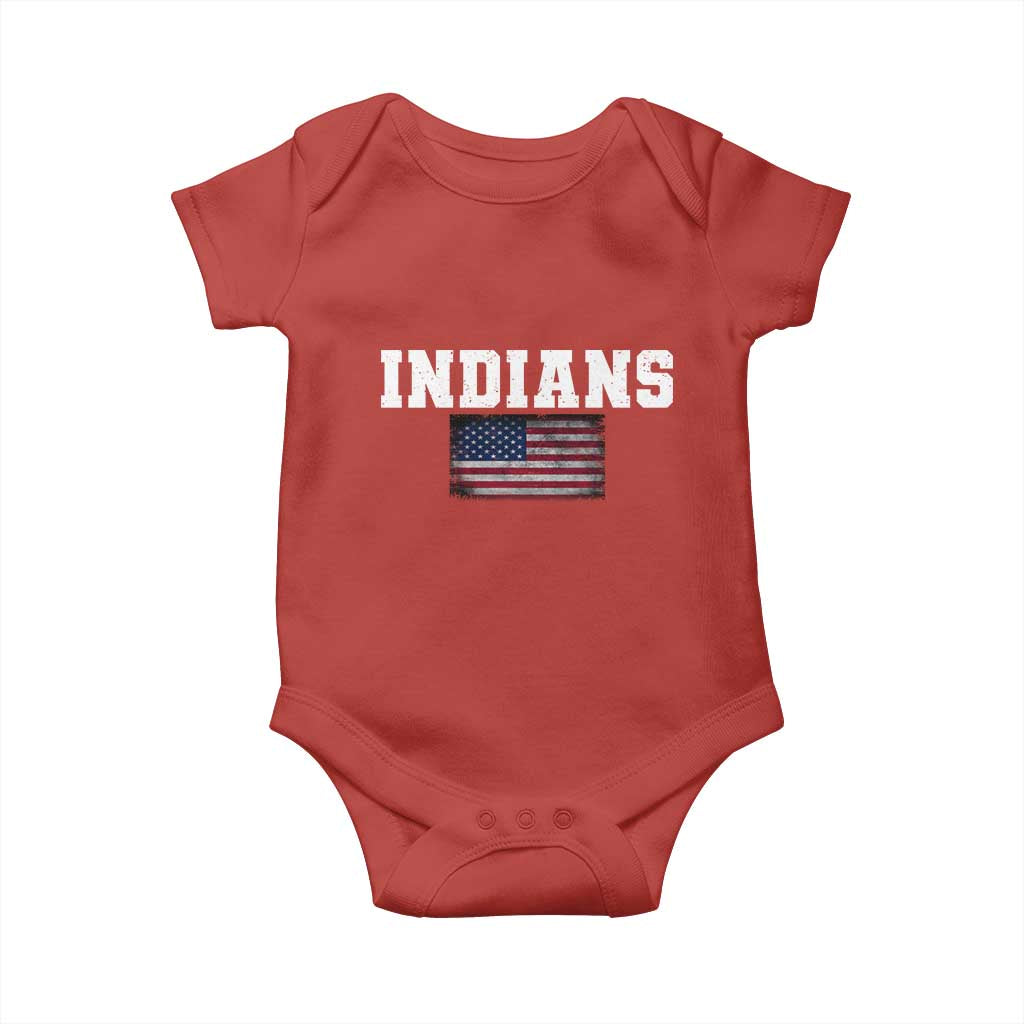 Classic Indians Baby Onesie Retro Varsity Vintage Sports Team Name USA Flag TS10 Red Print Your Wear