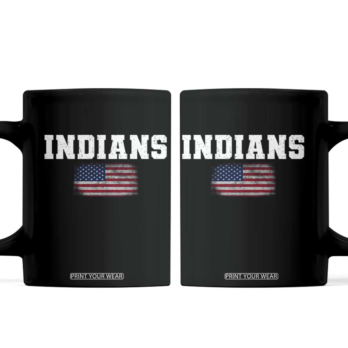 Classic Indians Coffee Mug Retro Varsity Vintage Sports Team Name USA Flag TS10 Black Print Your Wear