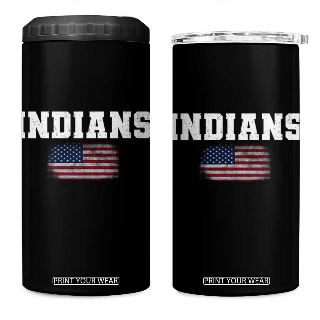 Classic Indians 4 in 1 Can Cooler Tumbler Retro Varsity Vintage Sports Team Name USA Flag TS10 One Size: 16 oz Black Print Your Wear