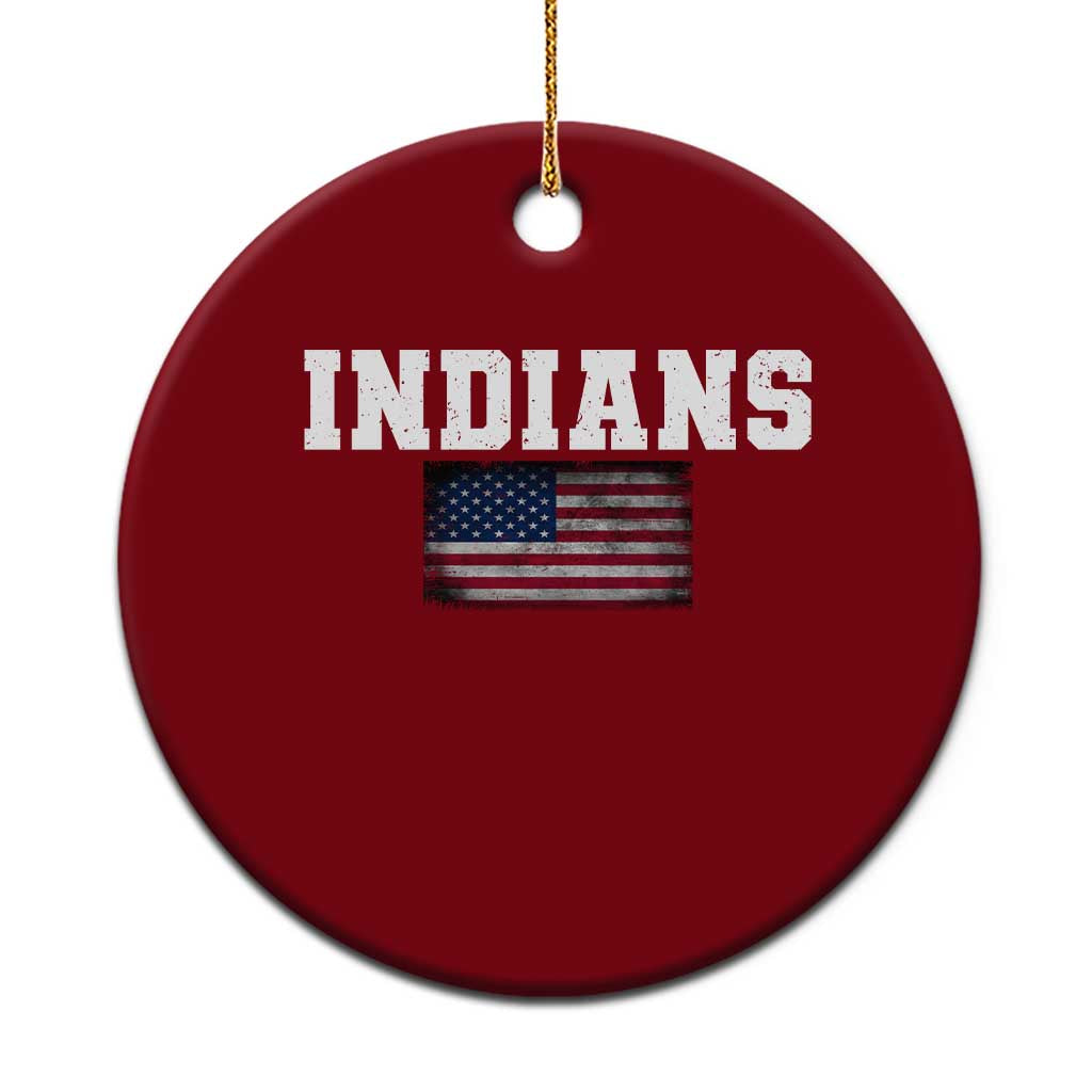 Classic Indians Ceramic Ornament Retro Varsity Vintage Sports Team Name USA Flag TS10 1pc Red Print Your Wear