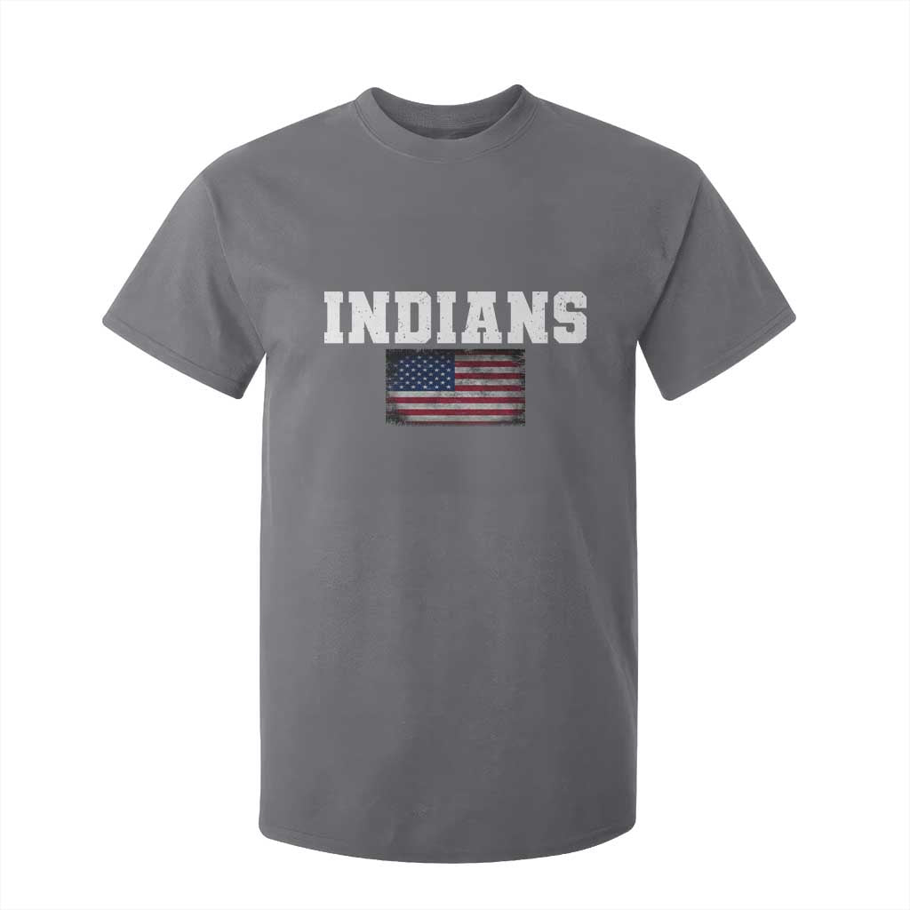 Classic Indians T Shirt For Kid Retro Varsity Vintage Sports Team Name USA Flag TS10 Charcoal Print Your Wear