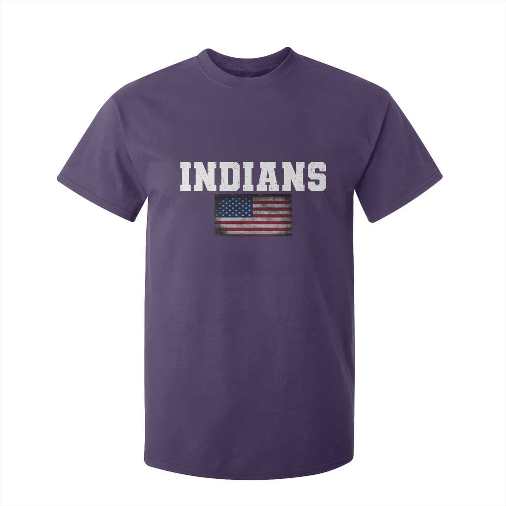 Classic Indians T Shirt For Kid Retro Varsity Vintage Sports Team Name USA Flag TS10 Purple Print Your Wear