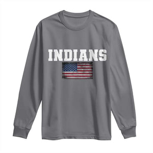 Classic Indians Long Sleeve Shirt Retro Varsity Vintage Team Name USA Flag TS10 Charcoal Print Your Wear