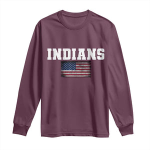 Classic Indians Long Sleeve Shirt Retro Varsity Vintage Team Name USA Flag TS10 Maroon Print Your Wear