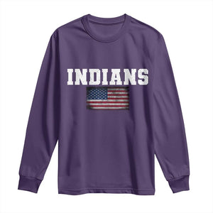 Classic Indians Long Sleeve Shirt Retro Varsity Vintage Team Name USA Flag TS10 Purple Print Your Wear
