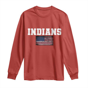 Classic Indians Long Sleeve Shirt Retro Varsity Vintage Team Name USA Flag TS10 Red Print Your Wear