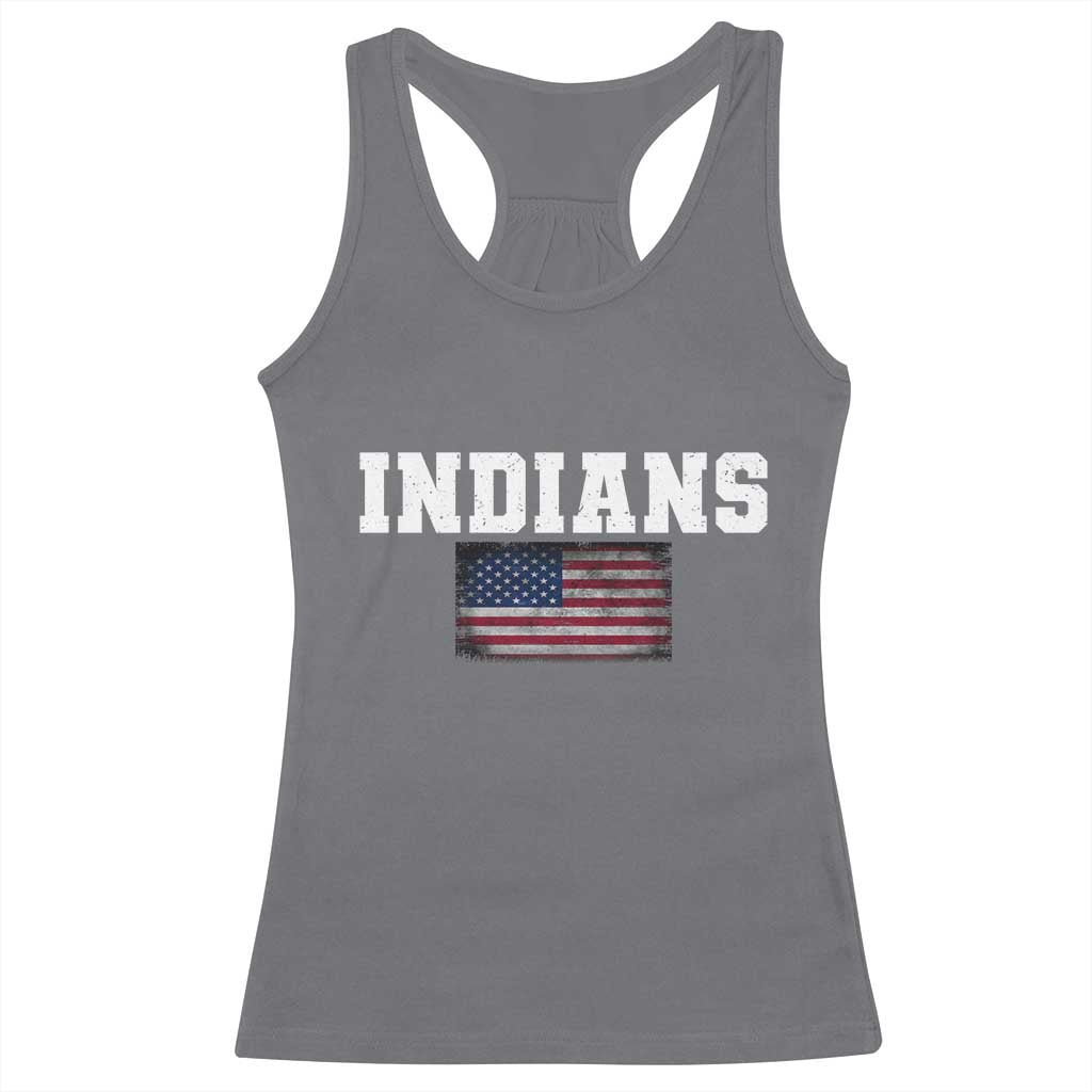 Classic Indians Racerback Tank Top Retro Varsity Vintage Team Name USA Flag TS10 Charcoal Print Your Wear