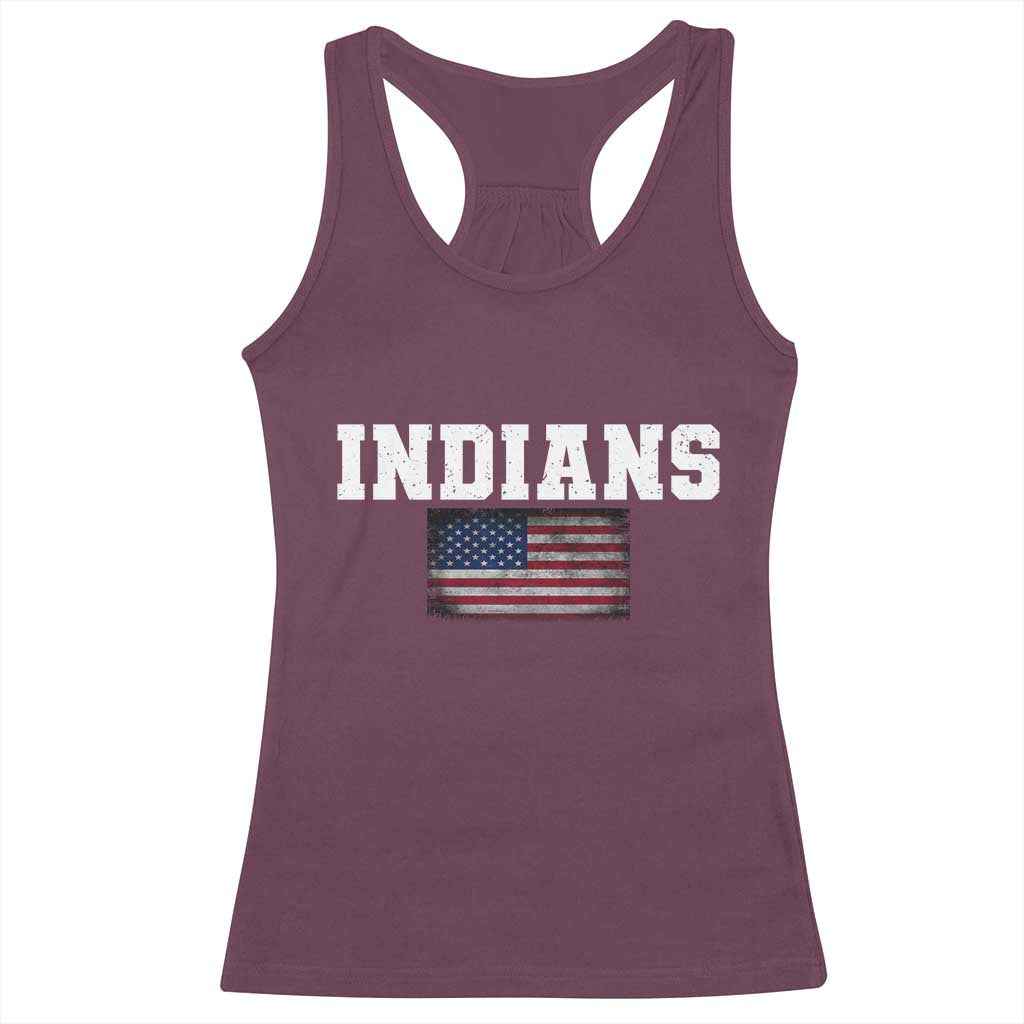 Classic Indians Racerback Tank Top Retro Varsity Vintage Sports Team Name USA Flag TS10 Maroon Print Your Wear
