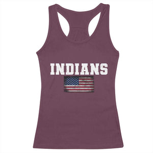 Classic Indians Racerback Tank Top Retro Varsity Vintage Sports Team Name USA Flag TS10 Maroon Print Your Wear