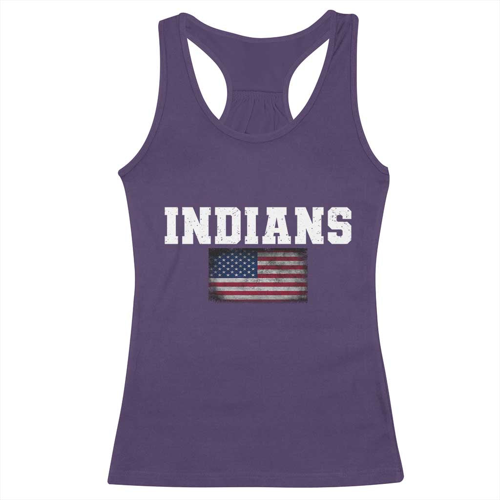 Classic Indians Racerback Tank Top Retro Varsity Vintage Sports Team Name USA Flag TS10 Purple Print Your Wear