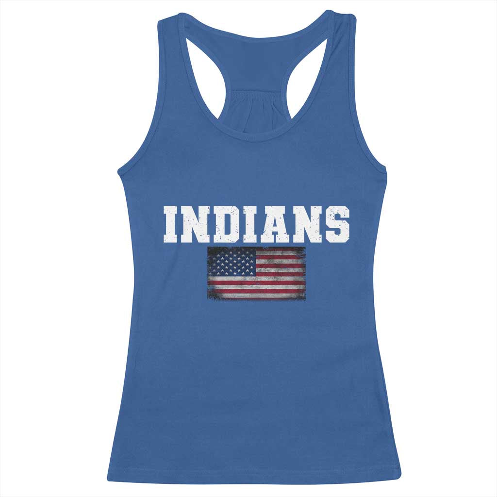 Classic Indians Racerback Tank Top Retro Varsity Vintage Team Name USA Flag TS10 Royal Blue Print Your Wear