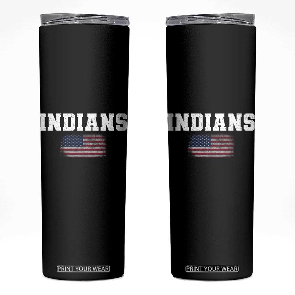 Classic Indians Skinny Tumbler Retro Varsity Vintage Sports Team Name USA Flag TS10 Black Print Your Wear