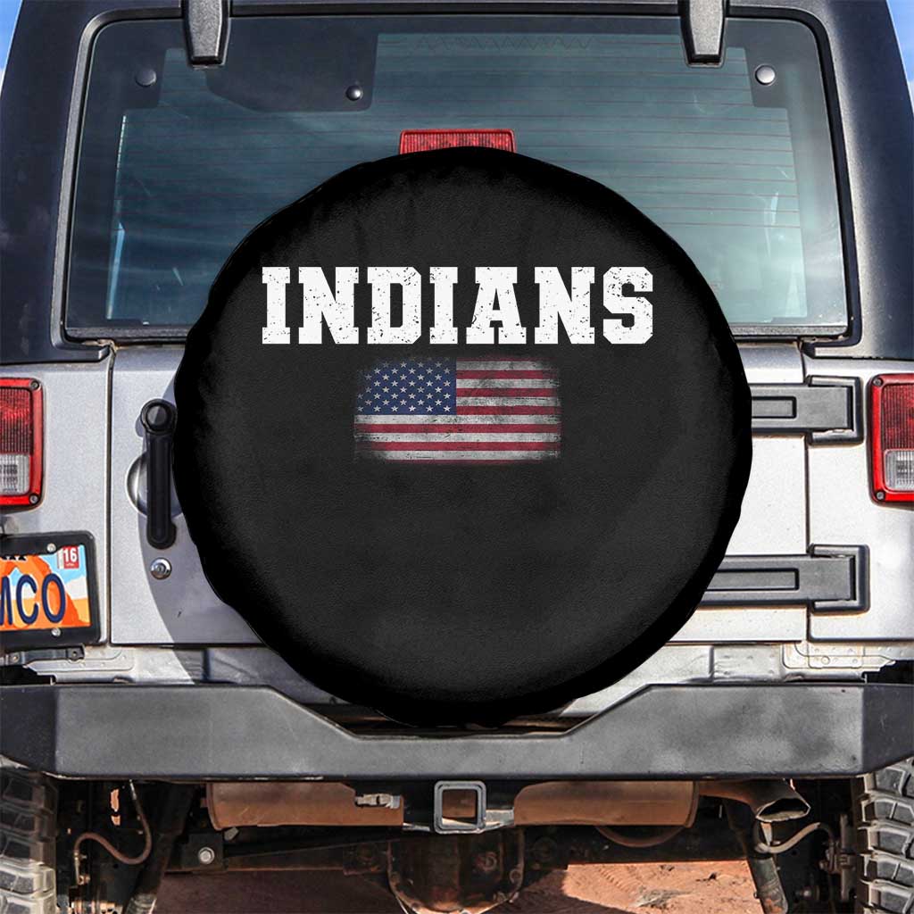 Classic Indians Spare Tire Cover Retro Varsity Vintage Sports Team Name USA Flag TS10 No hole Black Print Your Wear