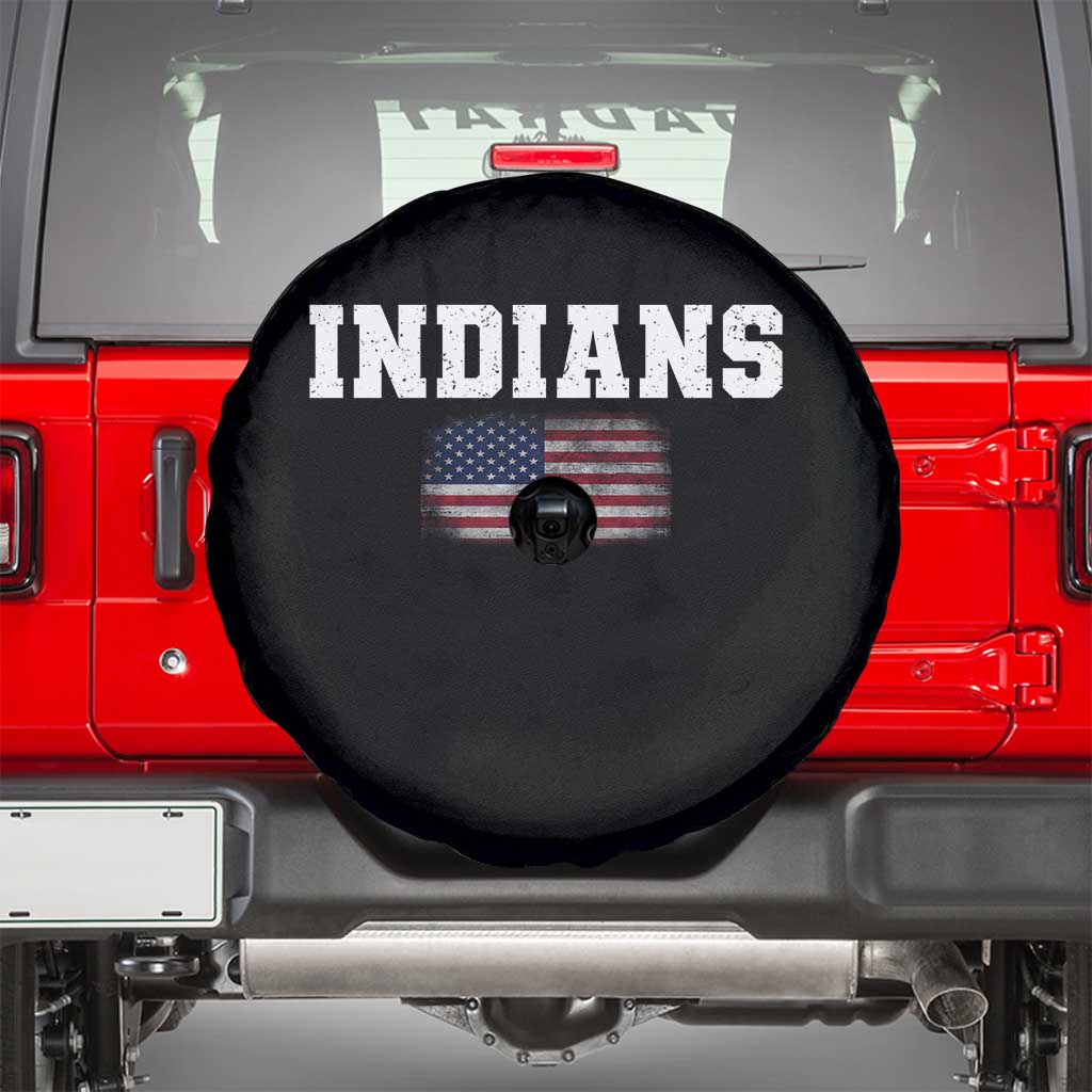 Classic Indians Spare Tire Cover Retro Varsity Vintage Sports Team Name USA Flag TS10 Black Print Your Wear