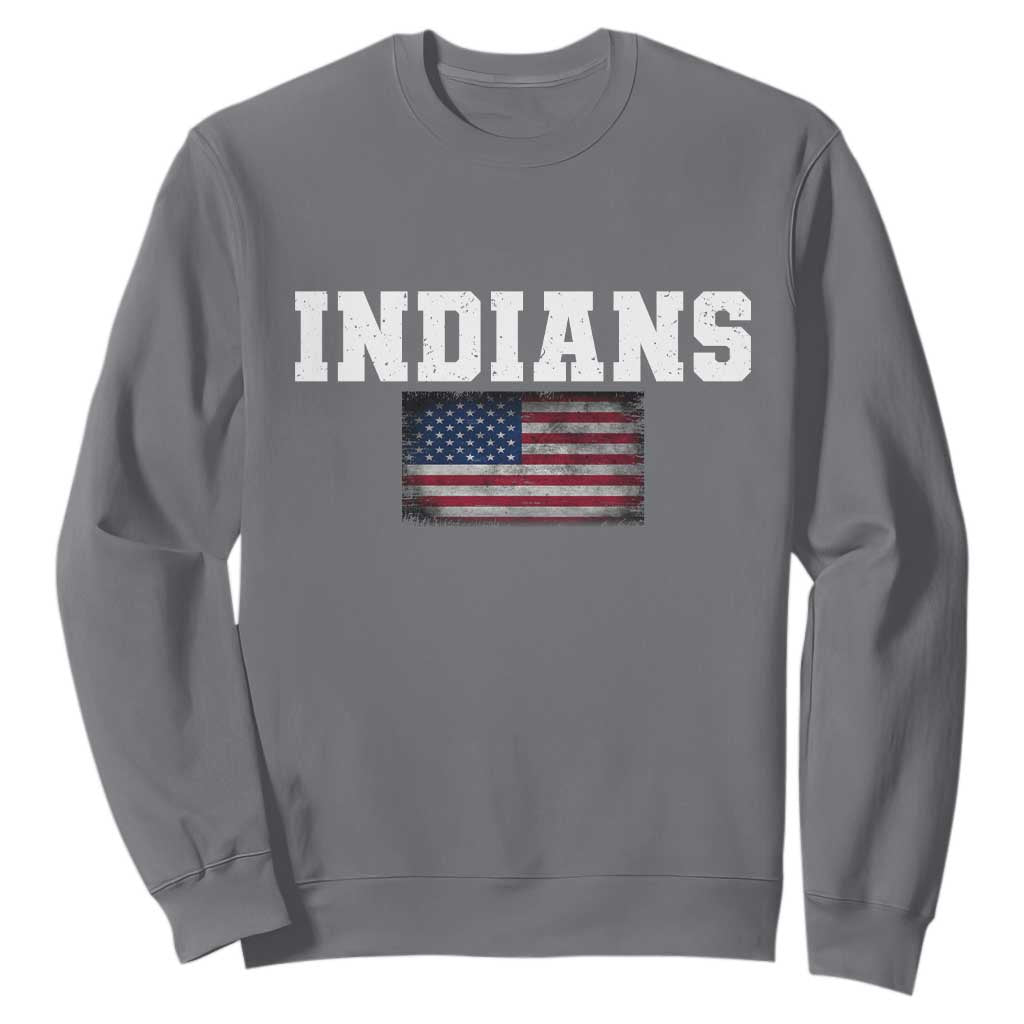 Classic Indians Sweatshirt Retro Varsity Vintage Team Name USA Flag TS10 Charcoal Print Your Wear