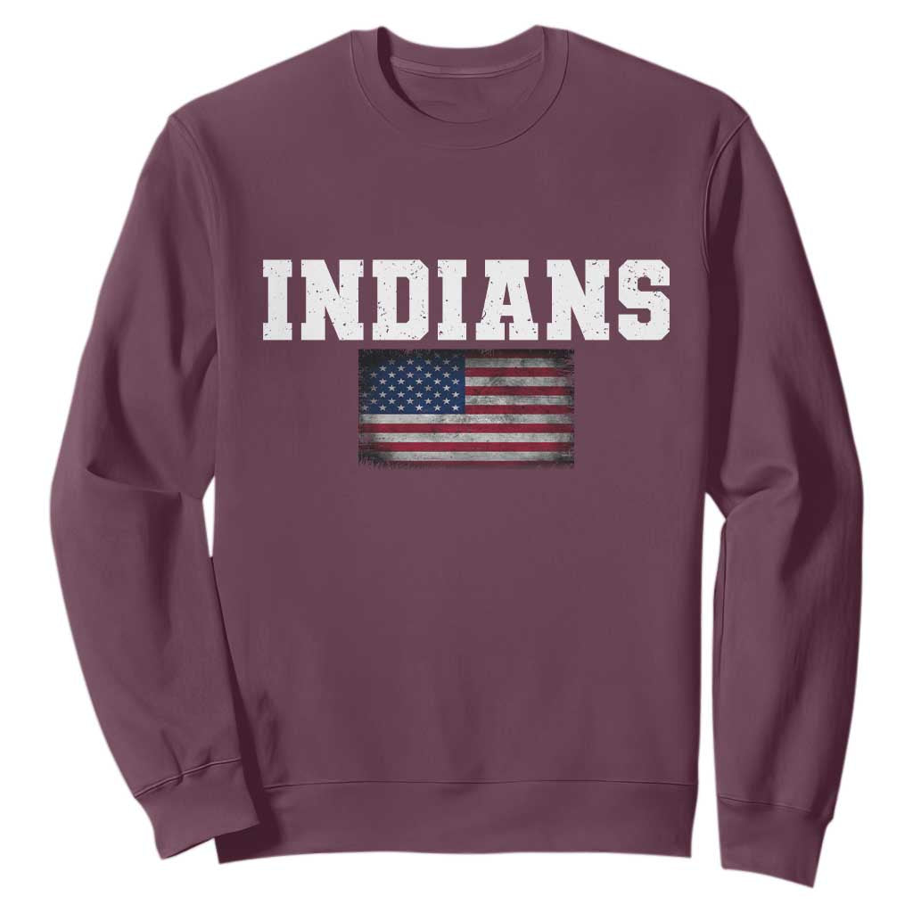 Classic Indians Sweatshirt Retro Varsity Vintage Team Name USA Flag TS10 Maroon Print Your Wear