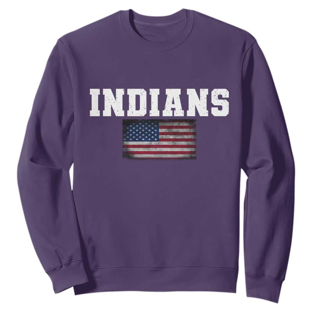 Classic Indians Sweatshirt Retro Varsity Vintage Team Name USA Flag TS10 Purple Print Your Wear