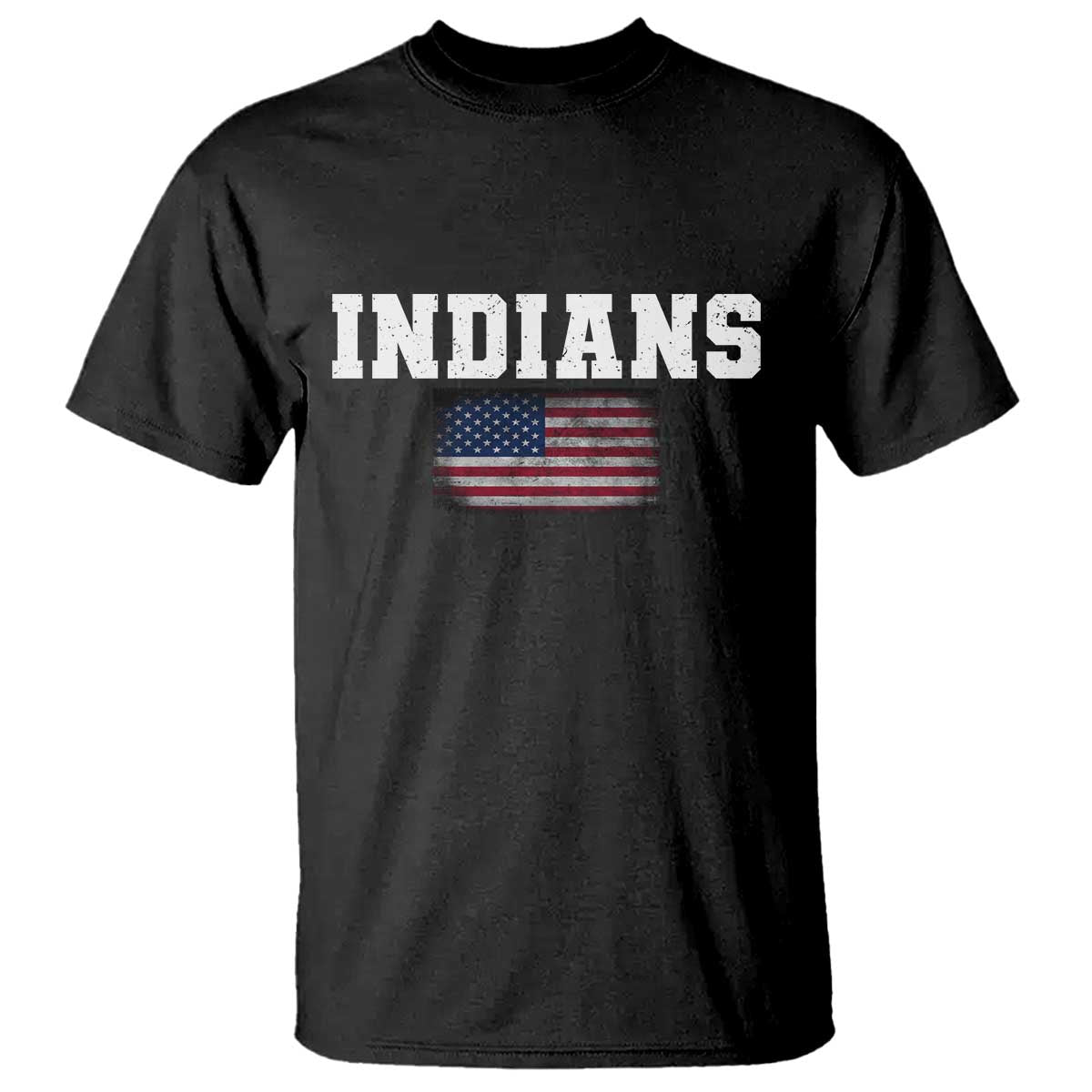 Classic Indians T Shirt Retro Varsity Vintage Sports Team Name USA Flag TS10 Black Print Your Wear