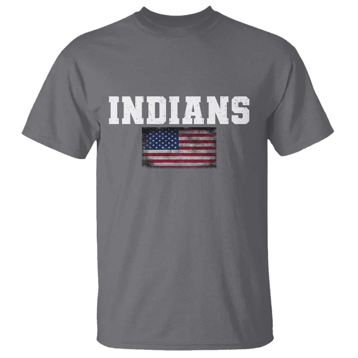 Classic Indians T Shirt Retro Varsity Vintage Team Name USA Flag TS10 Charcoal Print Your Wear