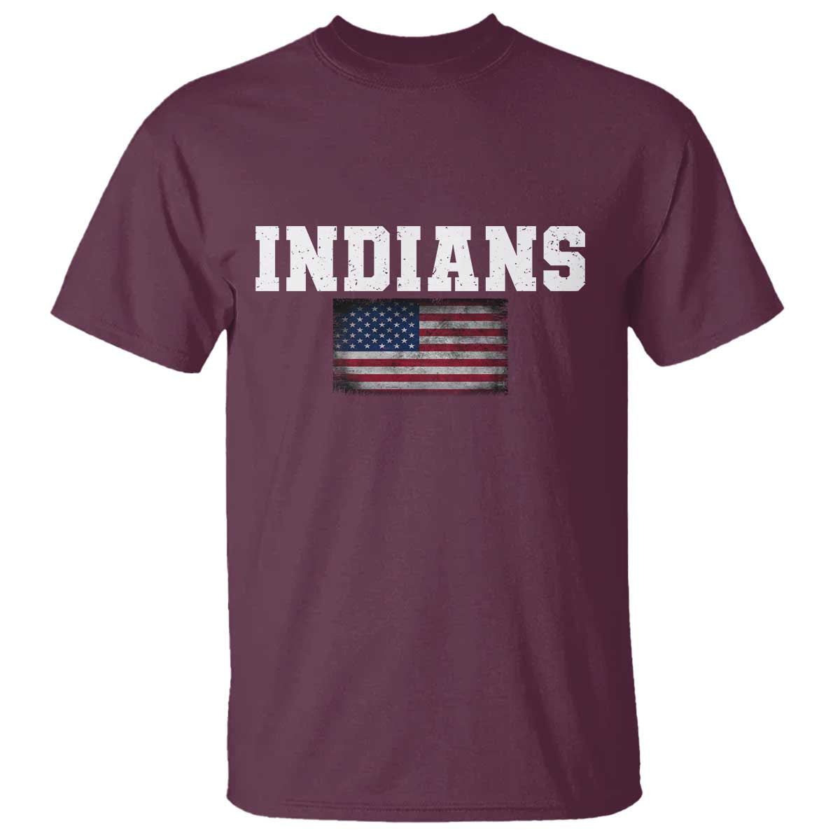 Classic Indians T Shirt Retro Varsity Vintage Team Name USA Flag TS10 Maroon Print Your Wear
