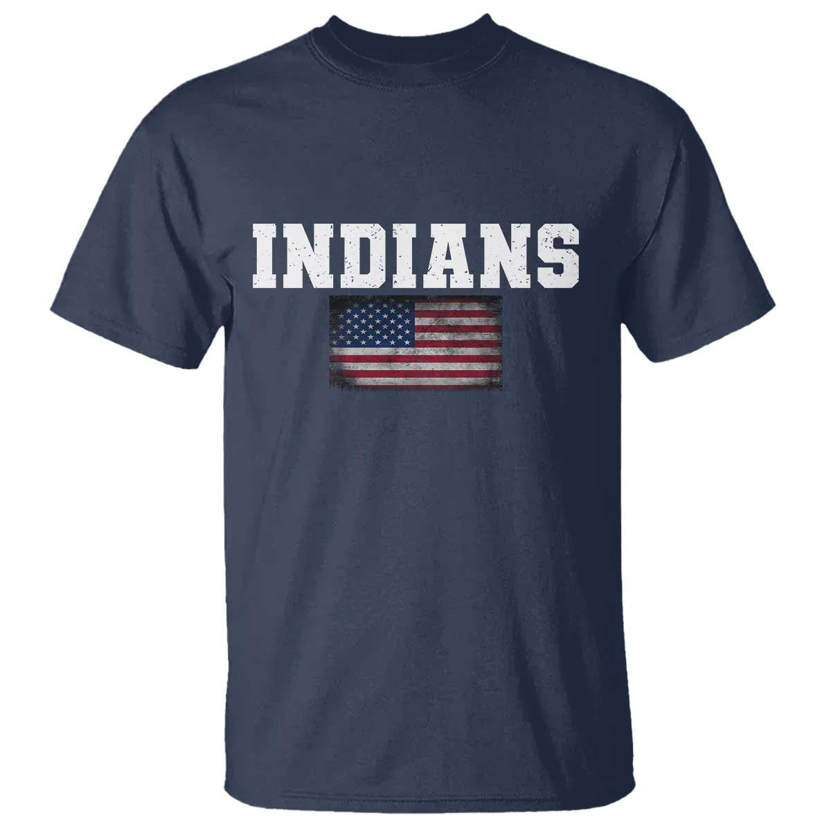 Classic Indians T Shirt Retro Varsity Vintage Sports Team Name USA Flag TS10 Navy Print Your Wear