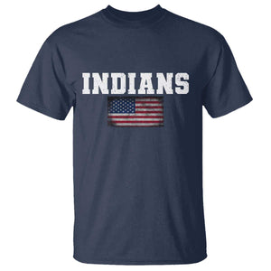 Classic Indians T Shirt Retro Varsity Vintage Sports Team Name USA Flag TS10 Navy Print Your Wear