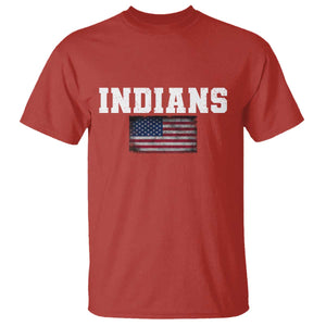 Classic Indians T Shirt Retro Varsity Vintage Sports Team Name USA Flag TS10 Red Print Your Wear