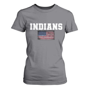 Classic Indians T Shirt For Women Retro Varsity Vintage Sports Team Name USA Flag TS10 Charcoal Print Your Wear