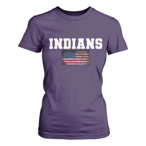 Classic Indians T Shirt For Women Retro Varsity Vintage Sports Team Name USA Flag TS10 Purple Print Your Wear