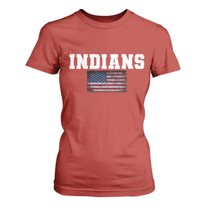 Classic Indians T Shirt For Women Retro Varsity Vintage Sports Team Name USA Flag TS10 Red Print Your Wear