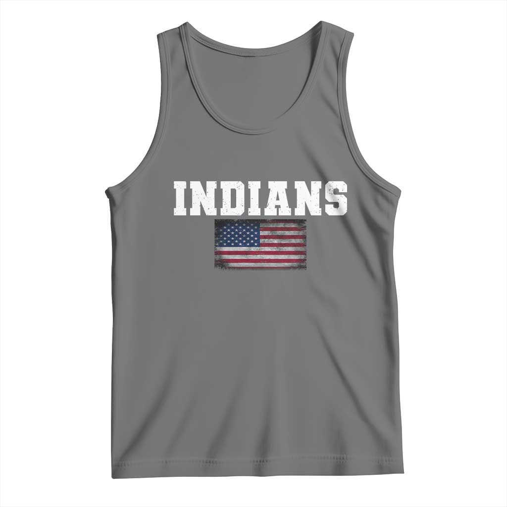 Classic Indians Tank Top Retro Varsity Vintage Sports Team Name USA Flag TS10 Black Heather Print Your Wear