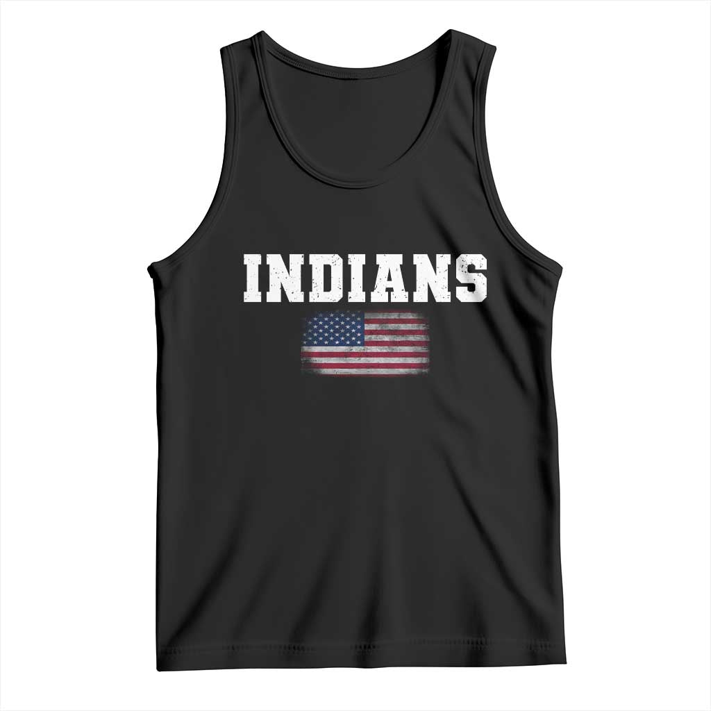 Classic Indians Tank Top Retro Varsity Vintage Sports Team Name USA Flag TS10 Black Print Your Wear