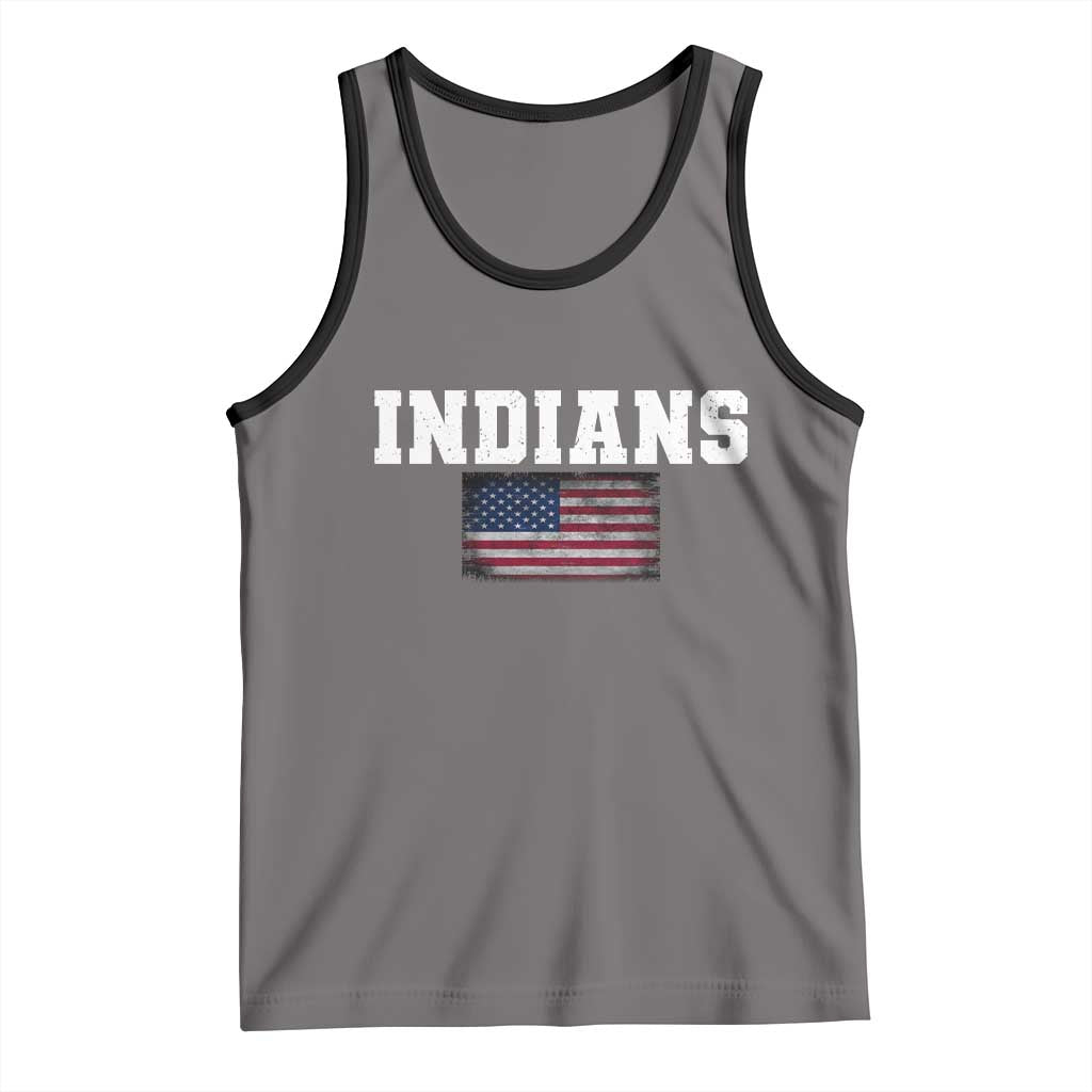 Classic Indians Tank Top Retro Varsity Vintage Sports Team Name USA Flag TS10 Deep Heather Black Print Your Wear