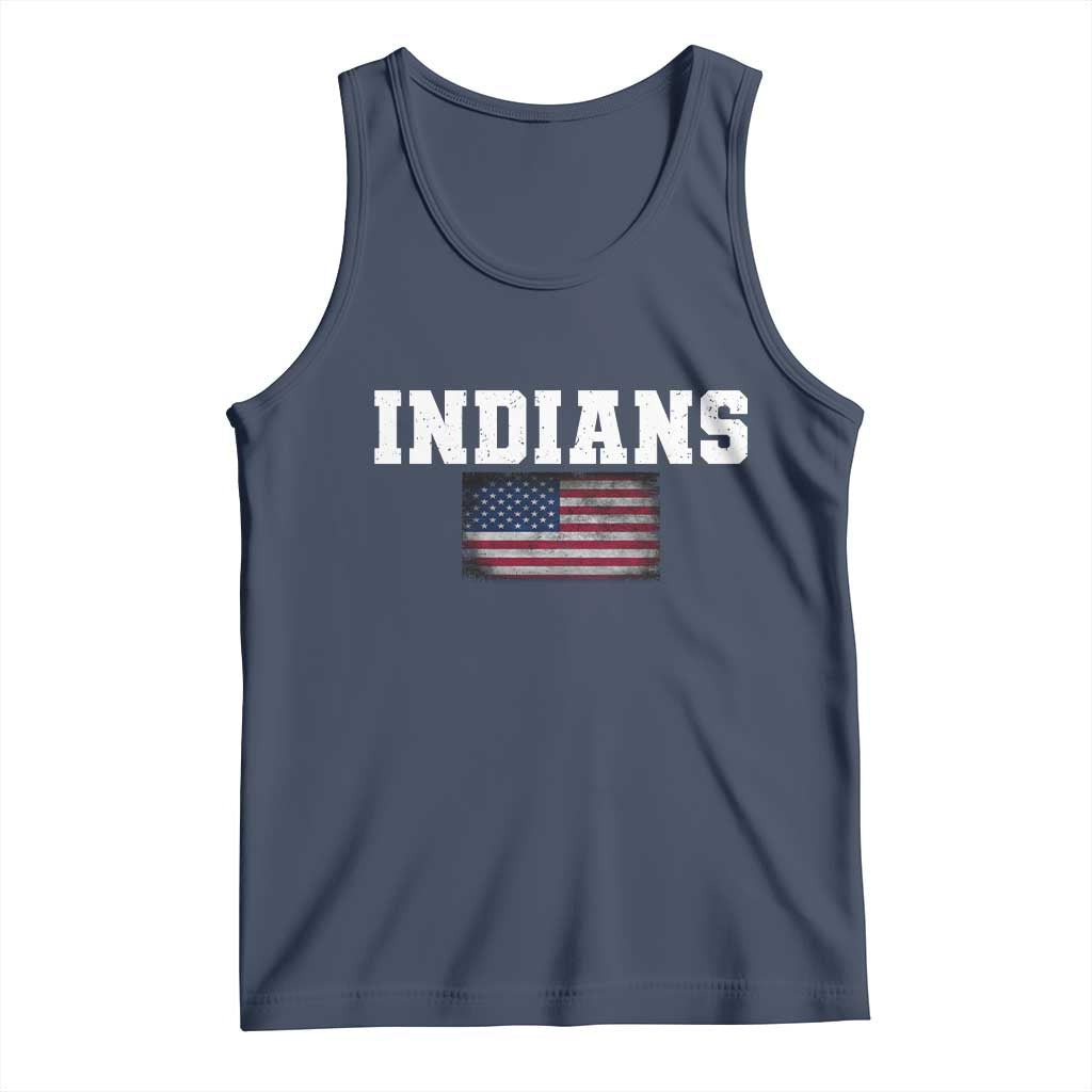 Classic Indians Tank Top Retro Varsity Vintage Sports Team Name USA Flag TS10 Navy Print Your Wear