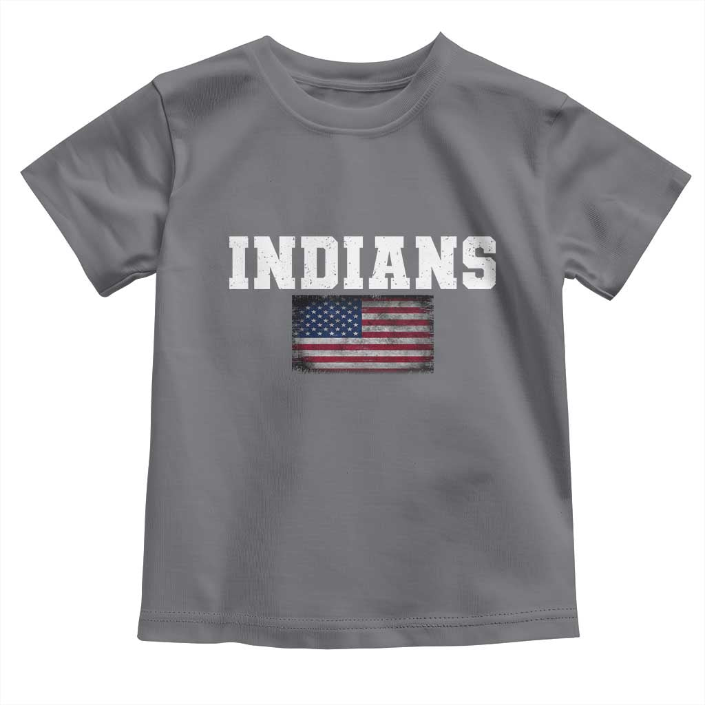 Classic Indians Toddler T Shirt Retro Varsity Vintage Sports Team Name USA Flag TS10 Charcoal Print Your Wear