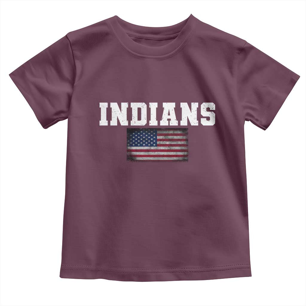 Classic Indians Toddler T Shirt Retro Varsity Vintage Sports Team Name USA Flag TS10 Maroon Print Your Wear