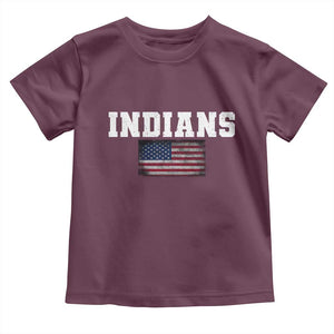 Classic Indians Toddler T Shirt Retro Varsity Vintage Team Name USA Flag TS10 Maroon Print Your Wear