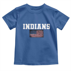 Classic Indians Toddler T Shirt Retro Varsity Vintage Sports Team Name USA Flag TS10 Royal Blue Print Your Wear