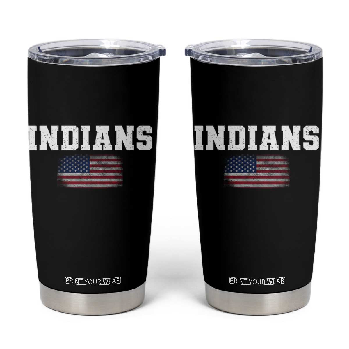 Classic Indians Tumbler Cup Retro Varsity Vintage Sports Team Name USA Flag TS10 Black Print Your Wear