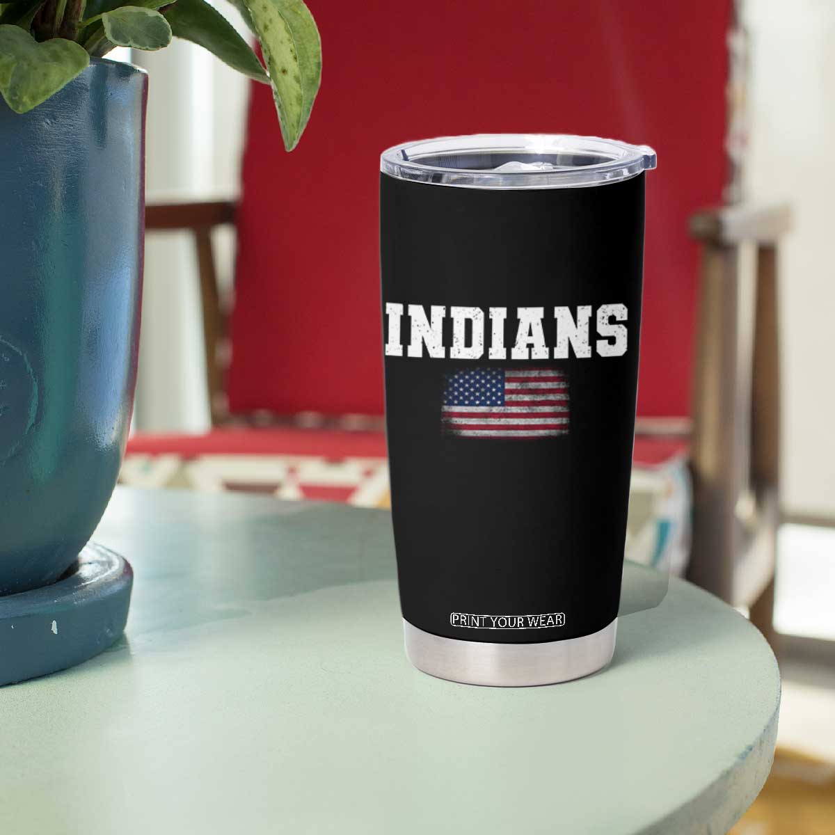 Classic Indians Tumbler Cup Retro Varsity Vintage Sports Team Name USA Flag TS10 Print Your Wear