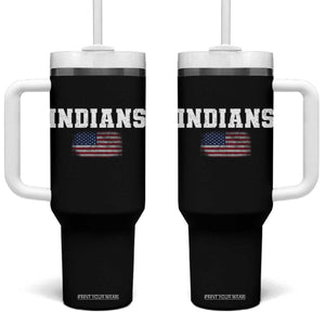 Classic Indians Tumbler With Handle Retro Varsity Vintage Sports Team Name USA Flag TS10 One Size: 40 oz Black Print Your Wear