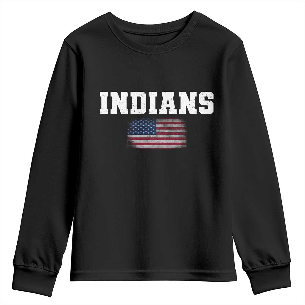 Classic Indians Youth Sweatshirt Retro Varsity Vintage Team Name USA Flag TS10 Black Print Your Wear