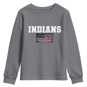 Classic Indians Youth Sweatshirt Retro Varsity Vintage Team Name USA Flag TS10 Charcoal Print Your Wear