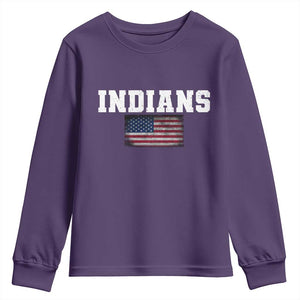 Classic Indians Youth Sweatshirt Retro Varsity Vintage Sports Team Name USA Flag TS10 Purple Print Your Wear